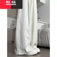 YIBUSHENG高个子加长白色薄款冰丝山本裤女175长高腰宽松直筒阔腿休闲裤