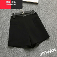 YIBUSHENG短裤女高腰宽松雪纺韩版休闲百搭显瘦粗腿a字阔腿白色西装短裤