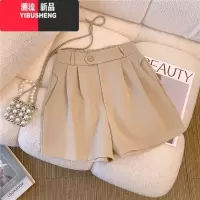 YIBUSHENG西装短裤女季2024新款高腰阔腿百搭小个子松紧腰外穿a字休闲裤