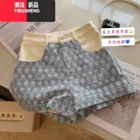 YIBUSHENG设计感印花牛仔短裤女2024季新款chic宽松洋气百搭休闲裤a字裤