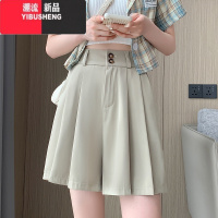 YIBUSHENG垂感直筒高腰西装短裤2024季大码胖mm显瘦薄款宽松阔腿五分裤女