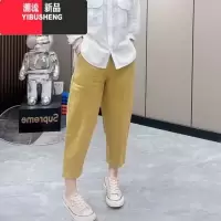 YIBUSHENG2024年新款季薄款高腰直筒休闲裤女小个子宽松八分哈伦老爹裤子