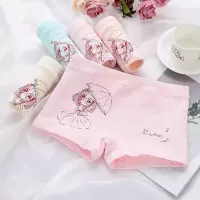 女童儿童学生内裤棉女孩平脚小中大宝宝平角短裤四角裤3/4条装 威珺