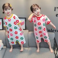 棉质女童睡衣小女孩夏季薄款哈衣2岁宝宝睡袋3婴儿爬服4岁家居服威珺