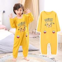 儿童连体睡衣女童春秋长袖男中大童棉质宝宝睡袋防踢被空调家居服威珺