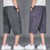 薄款七分裤男休闲短裤加肥加大码直筒多口袋中老年马裤7分裤聿垣格