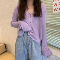 开衫薄款V领长袖针织衫外套女春秋2021新款韩版网红大码打底衫潮聿垣格