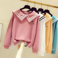 2021女童秋装新款海军领色卫衣韩版宽松长袖上衣洋气聿垣格