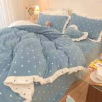加绒加厚牛奶绒四件套床上用品 新款被套单件套被被套毛绒双面绒涡曼