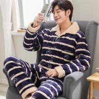 男士睡衣男冬季加厚加绒保暖珊瑚绒家居服男冬款青少年法兰绒套装聿垣格