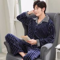 睡衣男冬季珊瑚绒加厚款加绒秋冬款法兰绒长袖家居服男士保暖套装聿垣格