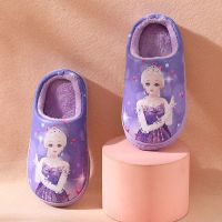 儿童棉拖鞋冬季PU防水面亲子新款女童毛毛拖公主风防滑宝宝童鞋潮威珺