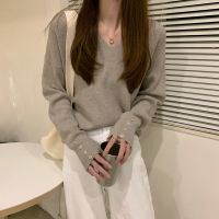 打底衫女秋冬2021年新款V领毛衣宽松洋气内搭春秋百搭针织衫上衣聿垣格