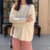 秋冬2021新款网红温柔麻花毛衣女宽松慵懒风针织衫外穿加厚打底衫聿垣格