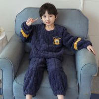 儿童睡衣秋冬季加厚珊瑚绒女童男童睡衣中大童小孩子法兰绒家居服威珺