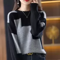 秋冬拼色针织衫女韩版羊毛衫聿垣格