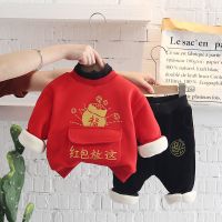 男童冬季套装2021新款中国风小童拜年服套装女宝宝加绒唐装潮套装威珺