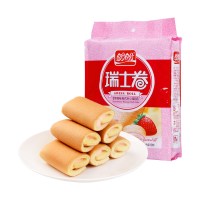 盼盼240g2包草莓味瑞士卷夹心蛋糕点心营养早餐零食面包整箱