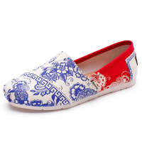 BOMINA快乐女鞋玛丽一脚蹬懒人鞋平底透气帆布鞋子老北京女大