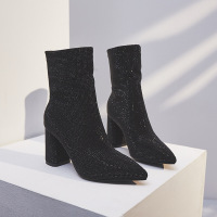 BOMINA网红瘦瘦靴女春秋单靴子英伦风2021新款百搭中粗跟中跟(3-5厘米)鞋冬