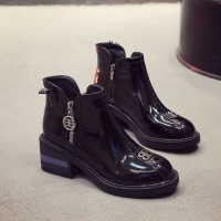 BOMINA子女英伦风潮2021新款韩版百搭粗跟短筒ins时装靴