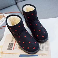 BOMINA冬季新款爱心雪地靴女加绒加厚保暖棉鞋韩版学生百搭平底短筒靴子