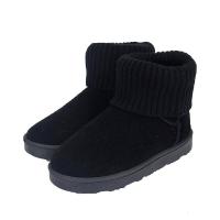 BOMINA2021款冬季韩版新款毛线口子女式加绒平底短筒棉鞋学生