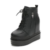 BOMINA2021年冬季冬季新款马丁靴坡跟短靴女士内增高女鞋12cm增高休闲鞋韩版