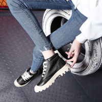 BOMINA女鞋秋季女女皮靴户外登山鞋女高帮学生板鞋靴子 706黑色