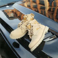 BOMINA战狼2女2021新款英伦风高帮厚底系带子沙漠靴 卡其色