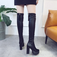 BOMINA秋冬新款女靴子高跟过膝靴长靴弹力靴粗跟防水台高筒靴马丁靴