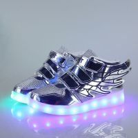 BOMINA--儿童光鞋男童运动板鞋亮灯鞋USB充电翅膀led女童闪光七彩夜光鞋