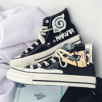 BOMINA帆布鞋火影忍者联名鞋秋季男鞋高帮帆布韩版百搭学生潮鞋情侣鞋