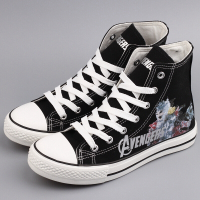 BOMINA潮牌印花高帮帆布鞋男韩版潮流百搭学生板鞋情侣休闲鞋