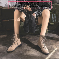 BOMINA女商场2021新款女平底韩版学生韩版百搭靴子机车季女靴官方旗舰店