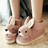 BOMINA卡通动物兔子棉拖鞋冬季厚底保暖鞋月子棉鞋毛拖鞋女高帮居家居鞋