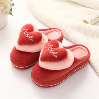 BOMINA棉拖鞋女冬厚底可爱毛绒拖鞋居家保暖月子鞋高跟坡跟棉拖冬季