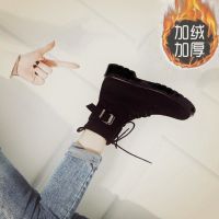 BOMINA春秋新款加绒女英伦风学生平底韩版百搭高帮单靴子