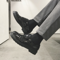 春秋小皮鞋男韩版潮流英伦百搭鞋子男学生休闲黑色网面鞋西装皮鞋男