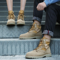 战狼靴男士秋冬季靴子复古情侣靴中高帮雪地靴户外沙漠靴作战