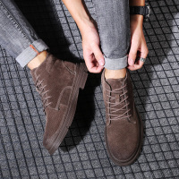 秋冬青少年高帮时尚马丁靴男青年小伙搭牛仔裤潮靴子加绒保暖雪地