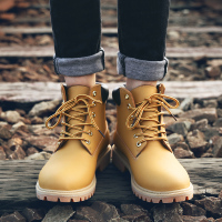 大黄靴运动休闲鞋高帮男鞋马丁靴真皮机车户外耐磨短靴真皮牛皮鞋秋季季