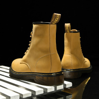 高帮黄色马丁靴男ins潮新款秋冬季中邦工装鞋男机车英伦休闲皮靴