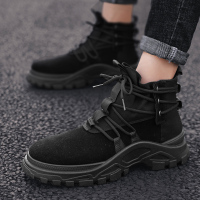 马丁靴男靴子雪地中帮工装沙漠靴英伦风秋冬季高帮男鞋短靴潮