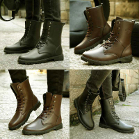 男靴秋冬季韩版男士马丁靴加绒皮靴高帮鞋保暖潮流短靴棉靴子