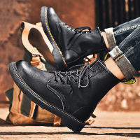 经典荔枝纹8孔马丁靴男真皮靴秋冬季高帮英伦风机车休闲复古短靴