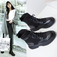 马丁靴女英伦风2021年新款春秋袜口休闲单靴短靴秋季瘦瘦秋冬靴子