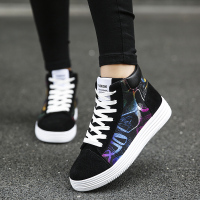 2021秋冬季高帮帆布鞋女韩版初中学生休闲板鞋百搭大码运动跑步鞋