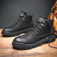 男士休闲马丁靴2021新款秋冬季工装男鞋百搭机车皮鞋英伦中帮靴子