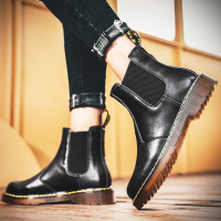 男鞋秋冬2021新款牛皮潮鞋切尔西马丁靴百搭男士休闲工装机车皮靴